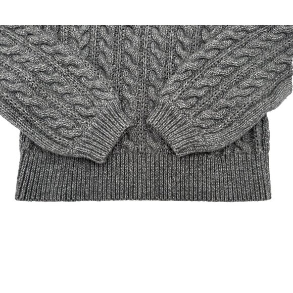 Abercrombie Fitch Women Gray Classic Fisherman Cable Knit Crew Neck Sweater XS - Picture 3 of 8